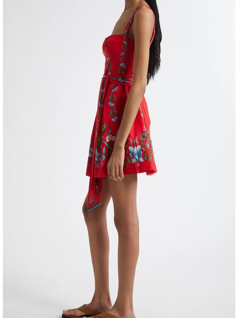 FARM Rio Sweet Bloom Bouquet Red Floral Mini Dress Size L - Picture 6 of 8